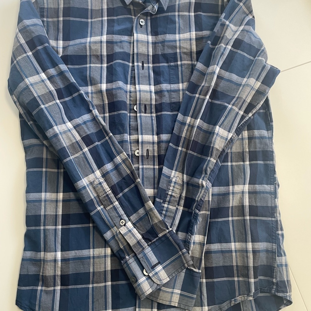 Banana Republic Navy and White Plaid Shirt